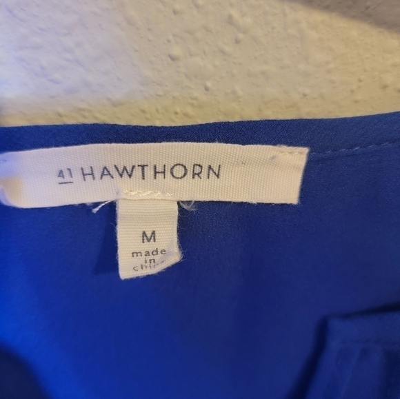 41 Hawthorn Cobalt Blue Quilted Puff Peasant Blouse Size Medium - Picture 7 of 8